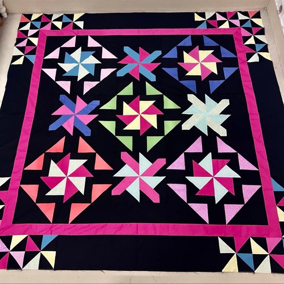Queen Size Quilt Top | eBay Bluegrass Jamboree Cotton Queen size Patchwork Quilt Top/Topper Machine pieced